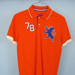 Express Men Orange & Blue Polo Collar Shirt